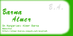 barna almer business card